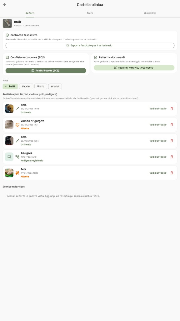 Cartella clinica con referti AI